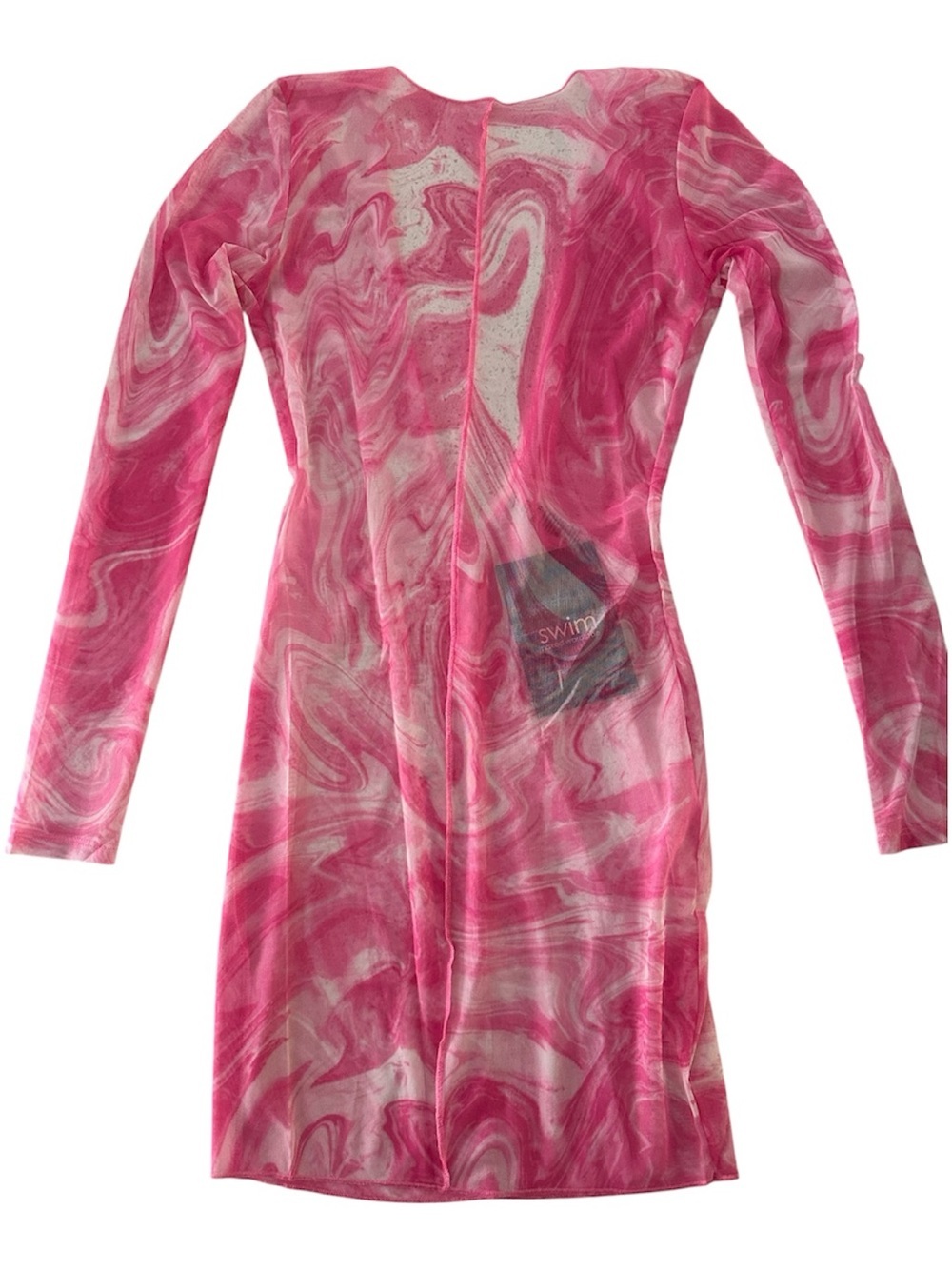 naked wardrobe Pink Marble Long Sleeve Swim Coverup